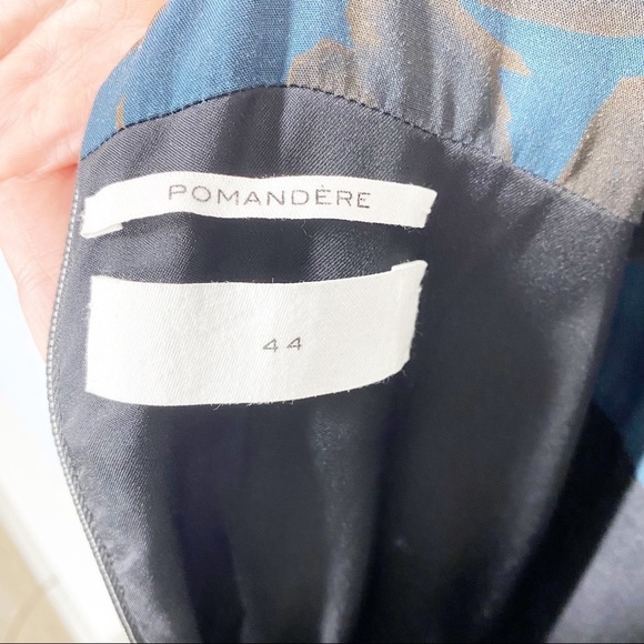 Pomandere Teal and Brown Sleeveless Silk Blend Knee Length Dress Size 8 - Picture 7 of 10